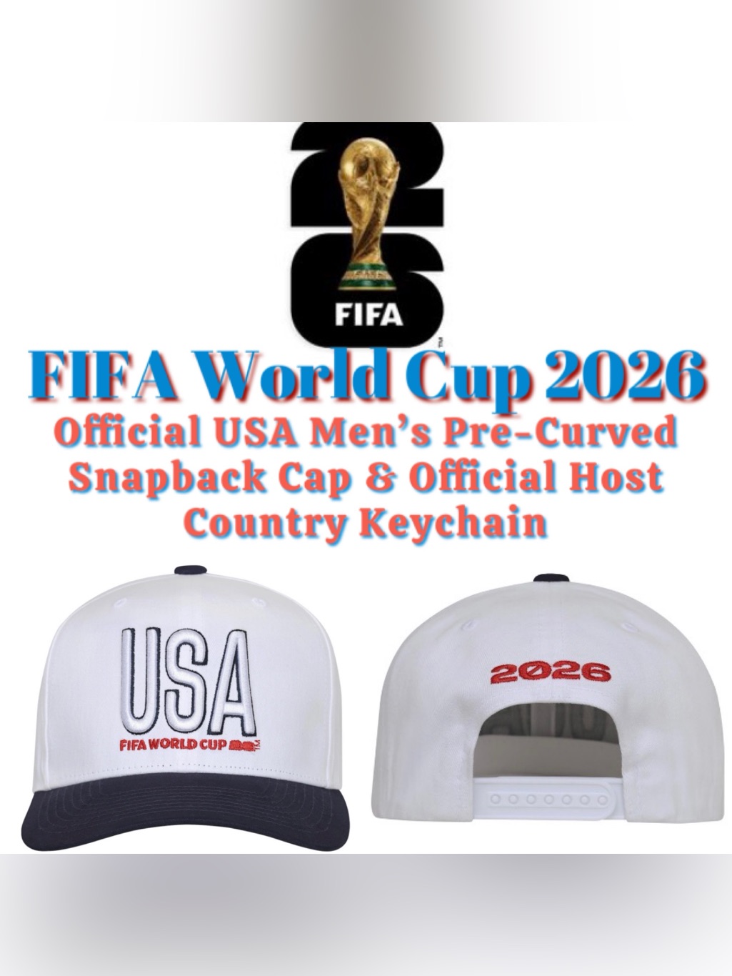 Fifa World Cup 2026 - Official Usa Men’s Snapback Cap & Official Fifa Keychain